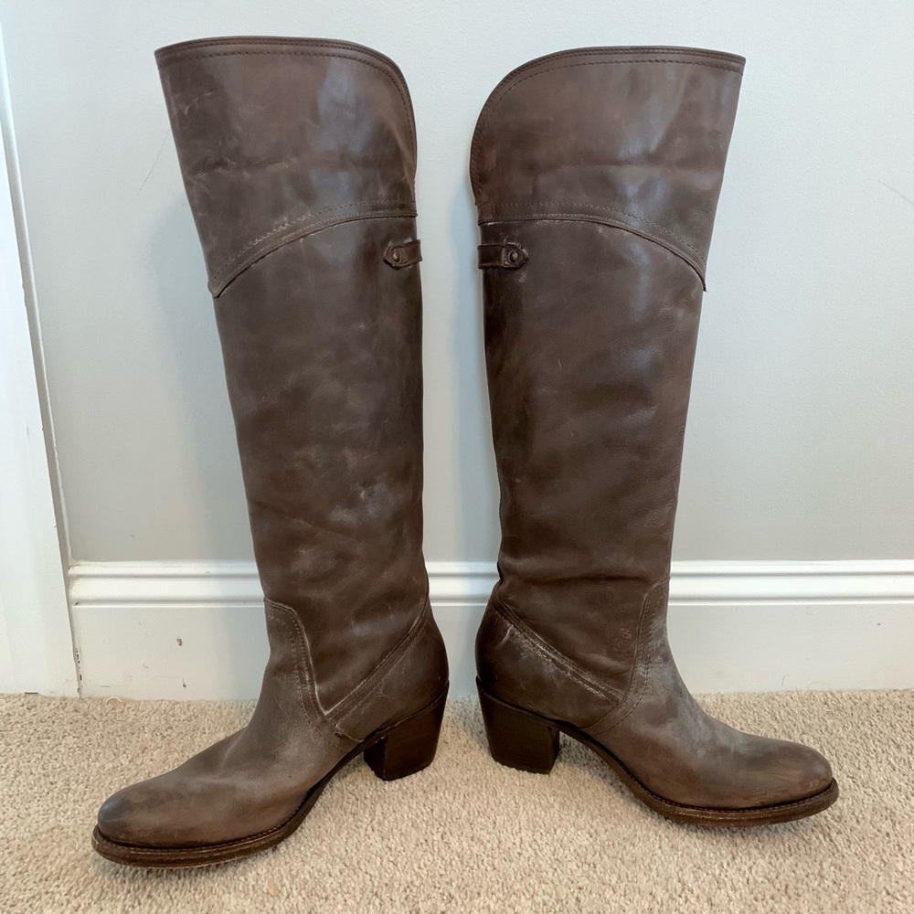 Frye Jane Tall Boots - Distressed Brown